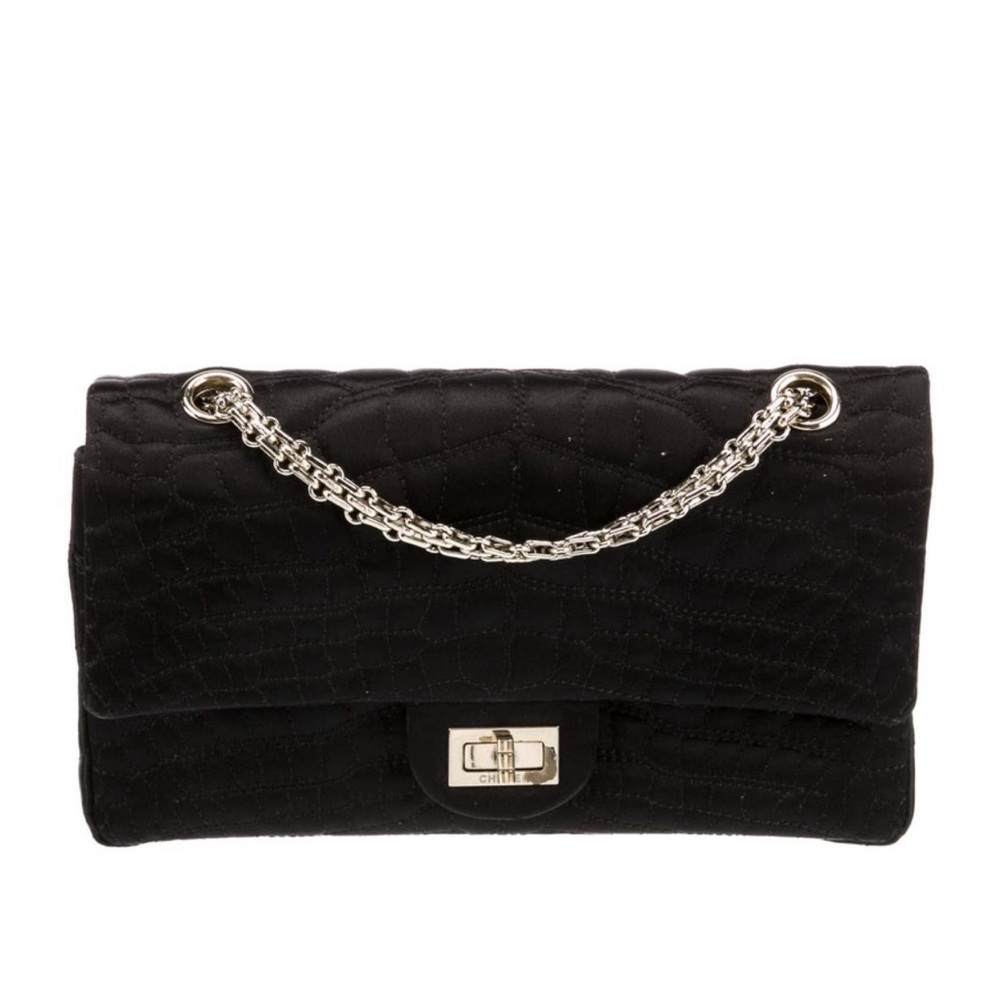 Authentic Chanel quilt satin flap bag